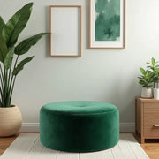 Green Chenille Round Ottoman - Elevate Interiors with a Green Chenille Round Ottoman