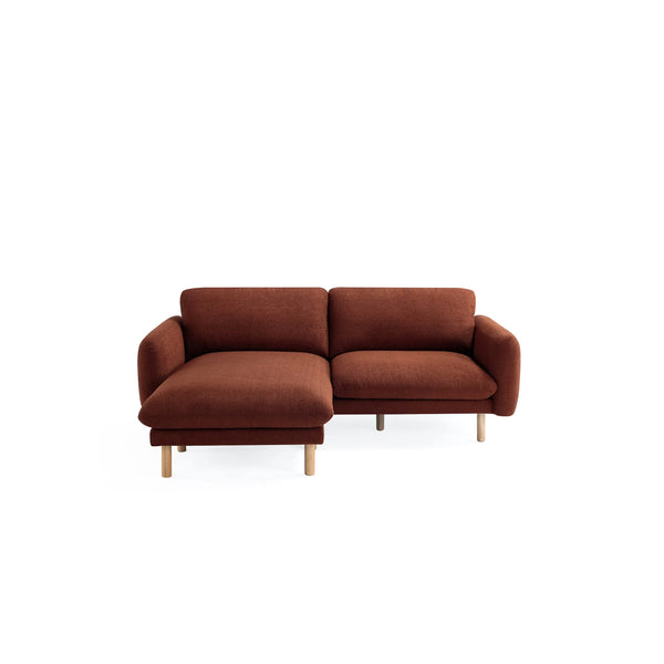 Scandi 86 Inch Modern L-Shaped Convertible Sectional Sofa in Cedar Fabric - Reversible Chaise and Wood Foundation by Get Set Style Furniture.