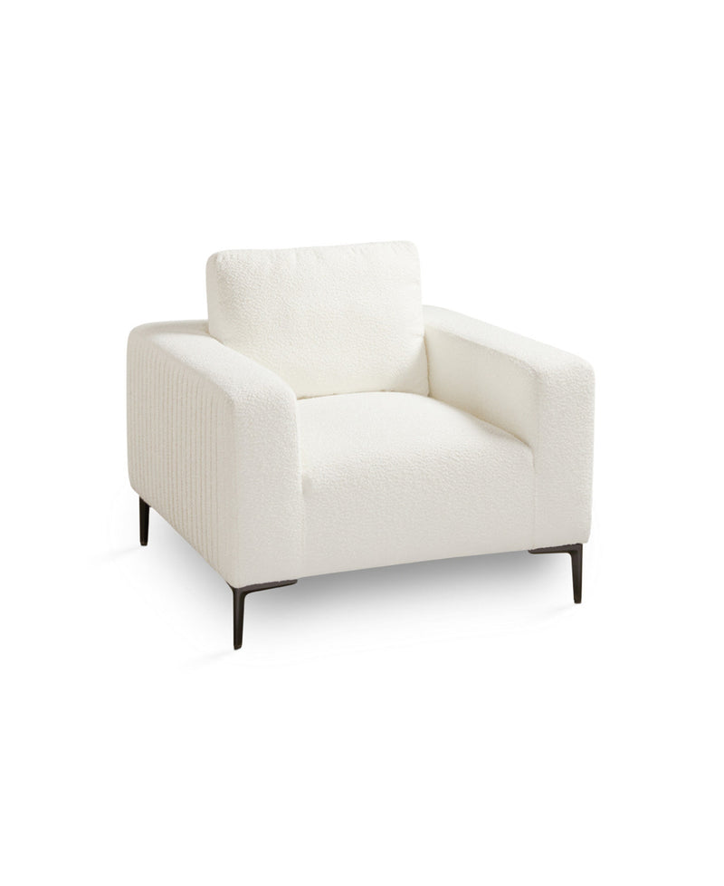 White Boucle Plush Accent Chair 