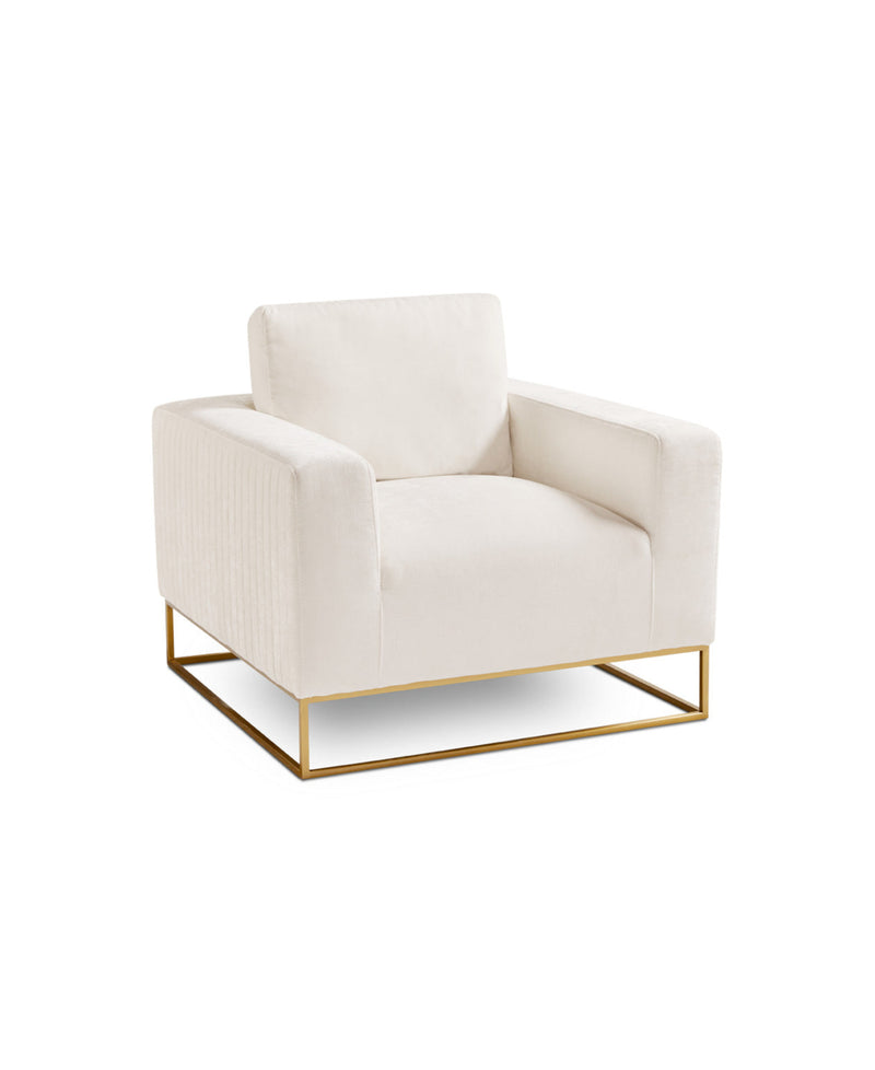 Vanilla Linen Square Base Accent Chair 