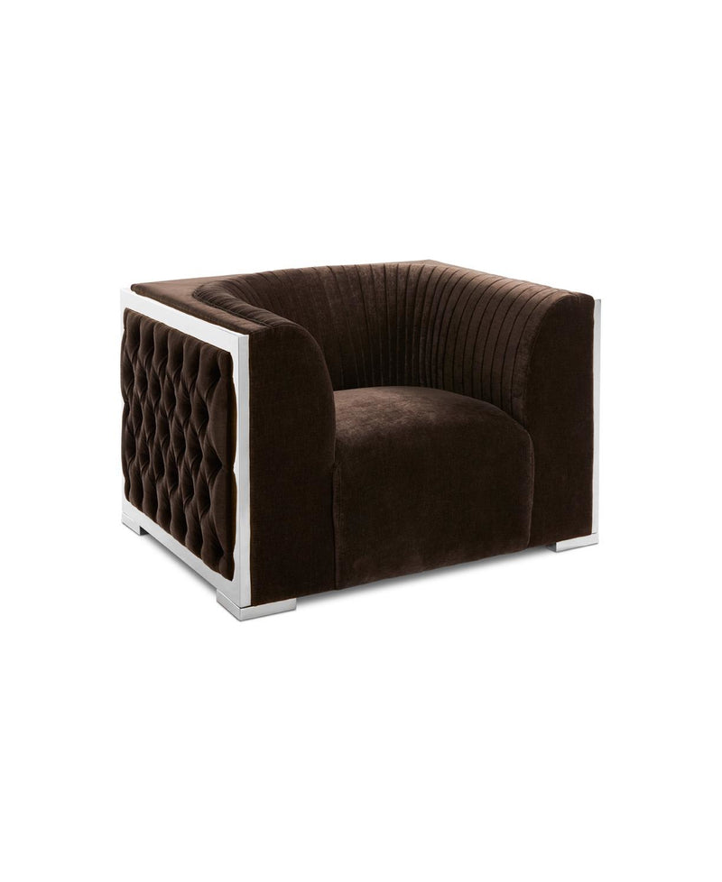 Brown Accent Chair Steel Frame 