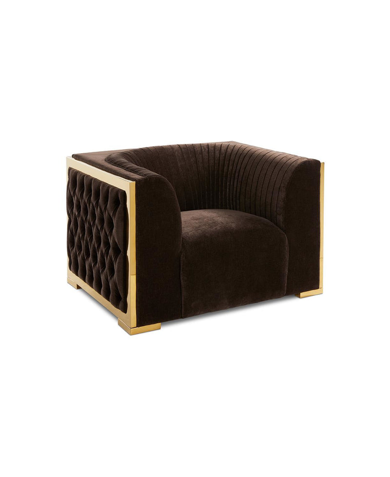 Brown Accent Chair Golden Frame 
