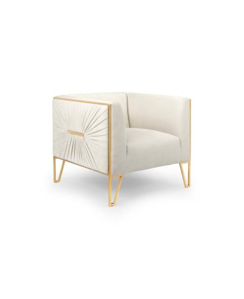 Ivory Velvet Accent Chair 