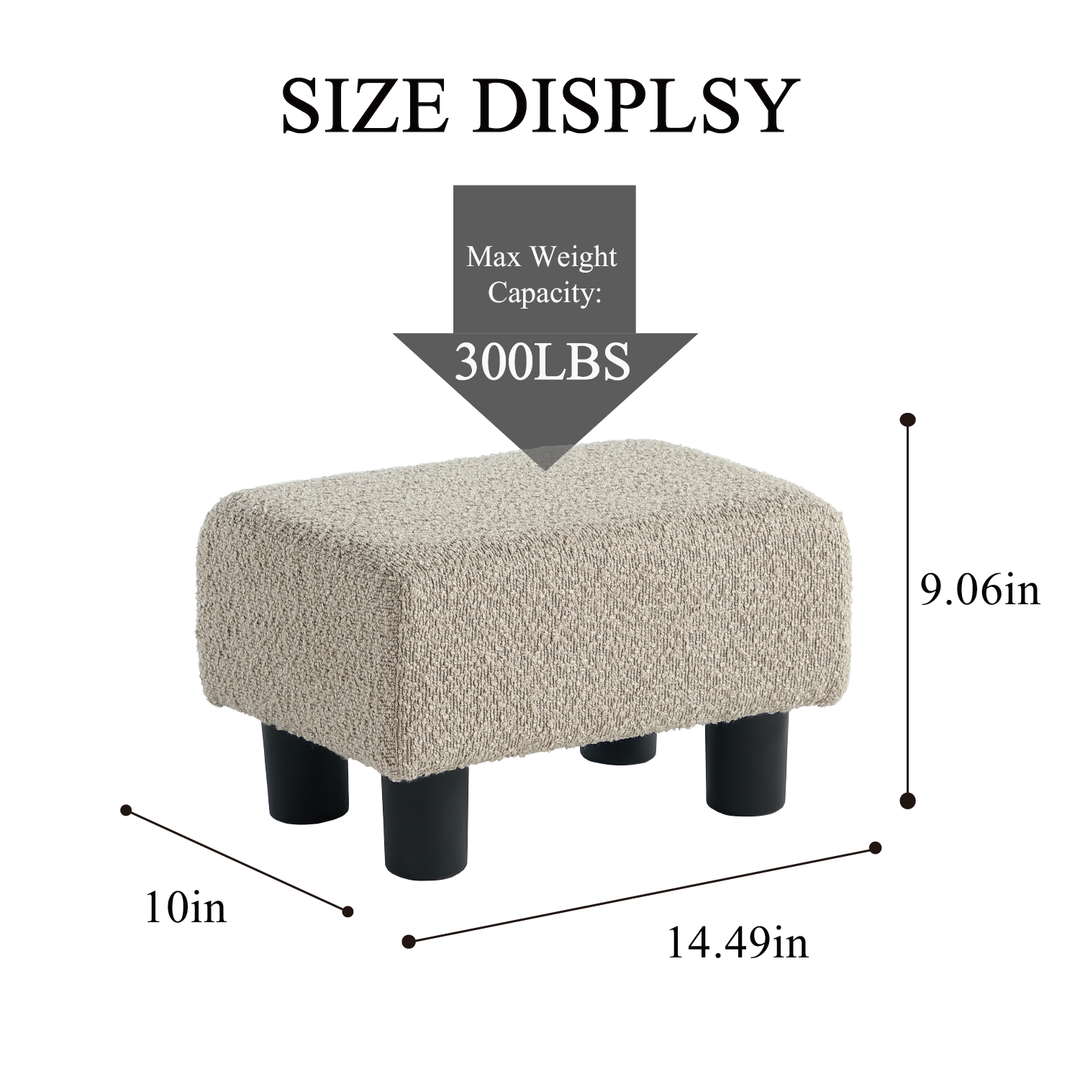 Luxora Rectangle Khaki Boucle Small Foot Stool