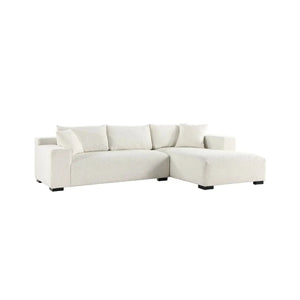 Lorea 86 Inch 3 Seater Sofa in Off White Fabric - Minimalist Modern Upholstered Couch with Wood Legs by Get Set Style Furniture.