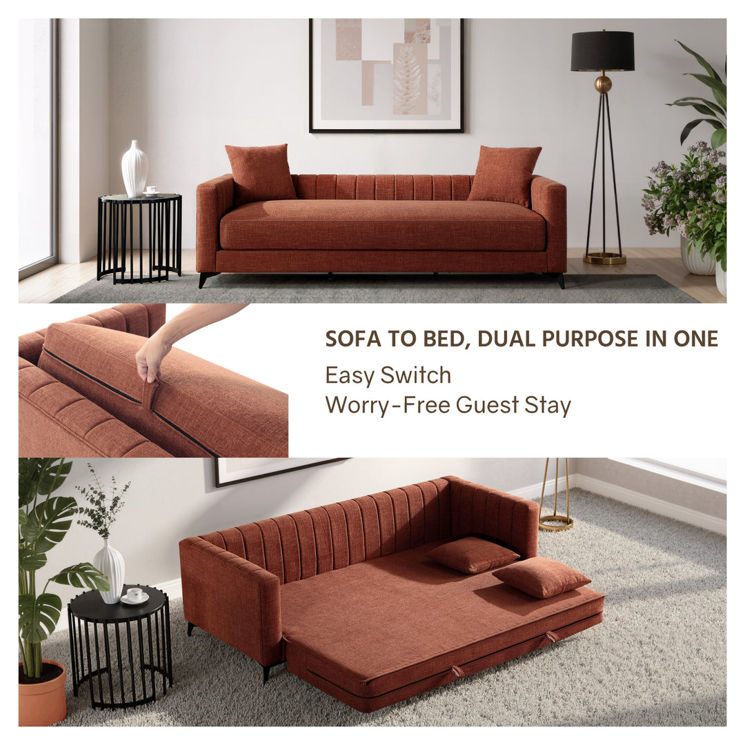 Luxora 84.6" Convertible Sleeper Sofa Bed, 2-in-1 Folding Sofa Bed with 2 Pillow, Modern Sleeper Couch for Apartment, Living Room& Guest Room (Red)