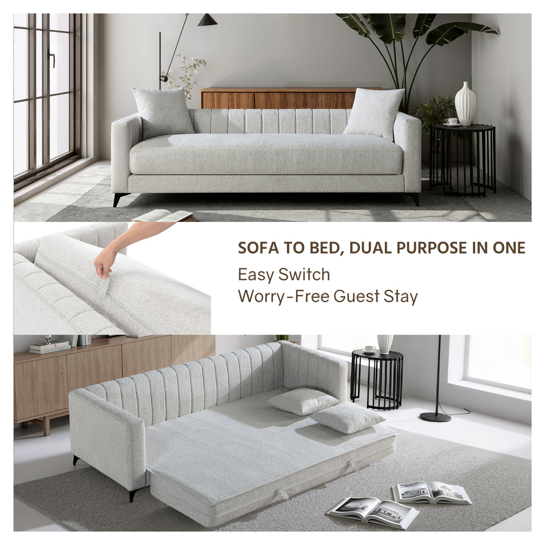 Luxora 84.6" Convertible Sleeper Sofa Bed, 2-in-1 Folding Sofa Bed with 2 Pillow, Modern Sleeper Couch for Apartment, Living Room& Guest Room (Gray)