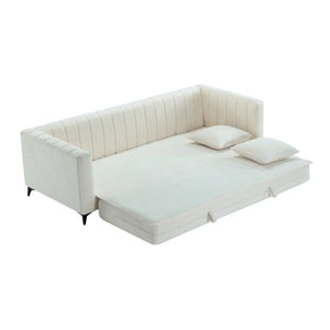 Luxora 84.6" Convertible Sleeper Sofa Bed, 2-in-1 Folding Sofa Bed with 2 Pillow (White) #030023 Get Set Style Furniture