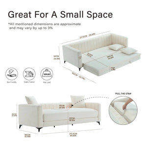 Luxora 84.6" Convertible Sleeper Sofa Bed, 2-in-1 Folding Sofa Bed with 2 Pillow (White) #030023 Get Set Style Furniture