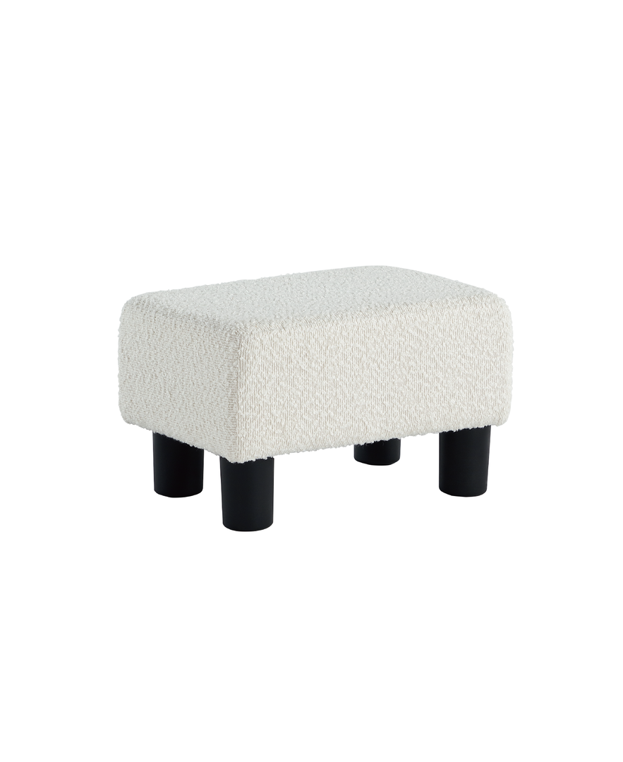 Luxora Rectangle White Boucle Small Foot Stool