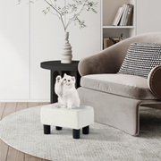 Luxora Rectangle White Boucle Small Foot Stool
