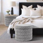 Load image into Gallery viewer, Beige Chenille Round Ottoman With Storage #100136
