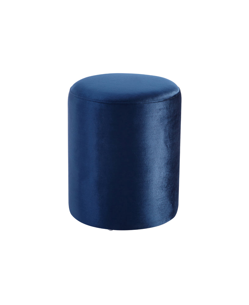 Blue Velvet Round Ottoman 