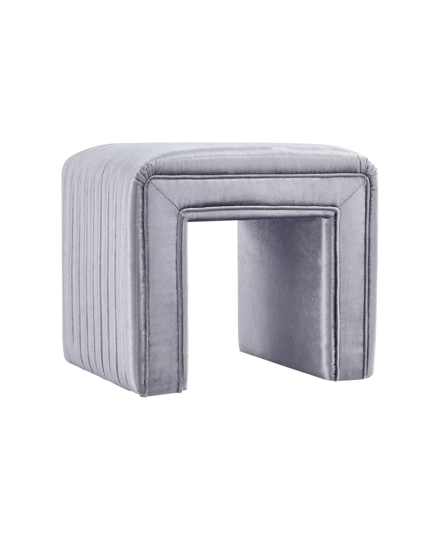Cloudy Gray U-Shaped Velvet Ottoman (Fully Assembled)