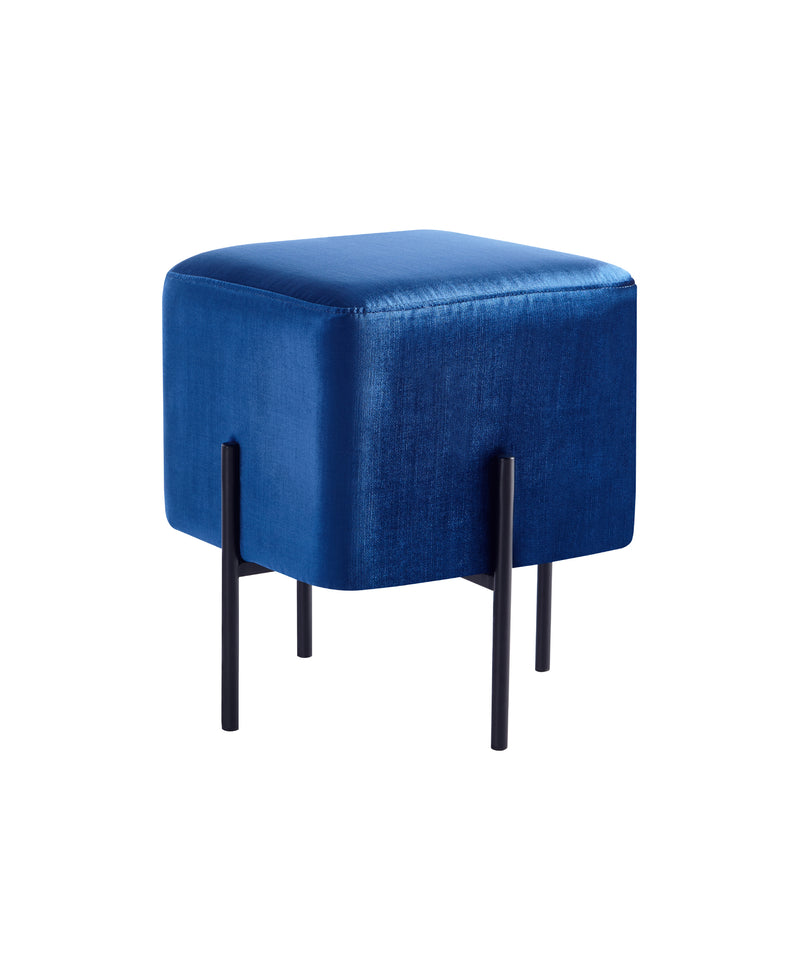 Solid Blue Cube-Shaped Stool 