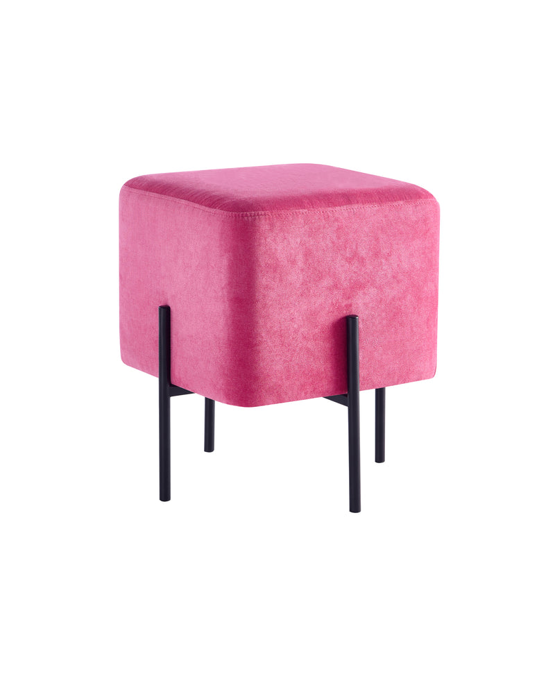 Solid Pink Cube-Shaped Stool 