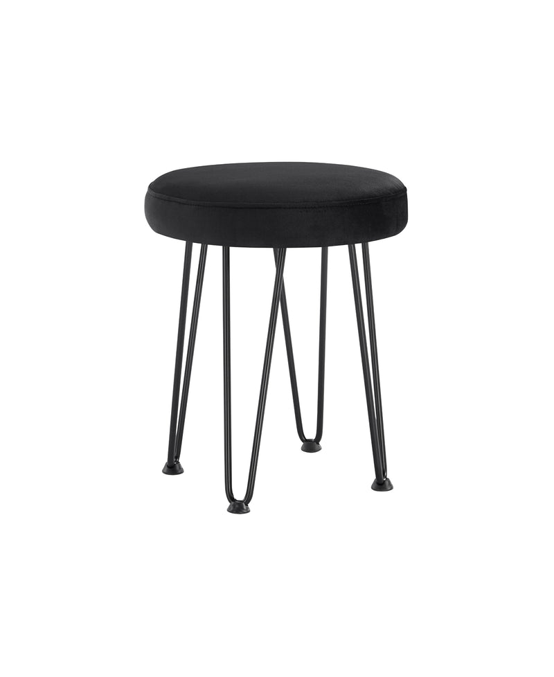Velvet Black Vanity Stool 