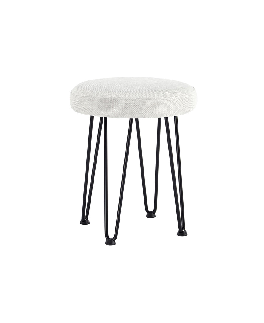 Velvet White Vanity Stool #100016