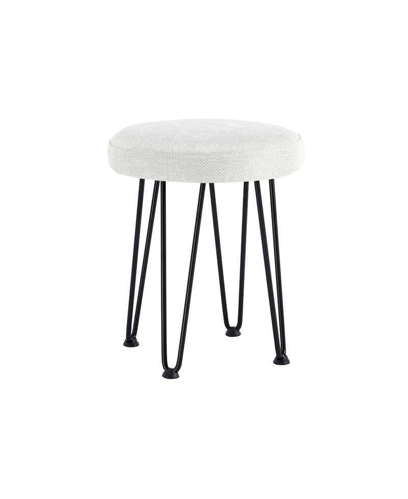 Velvet White Vanity Stool 
