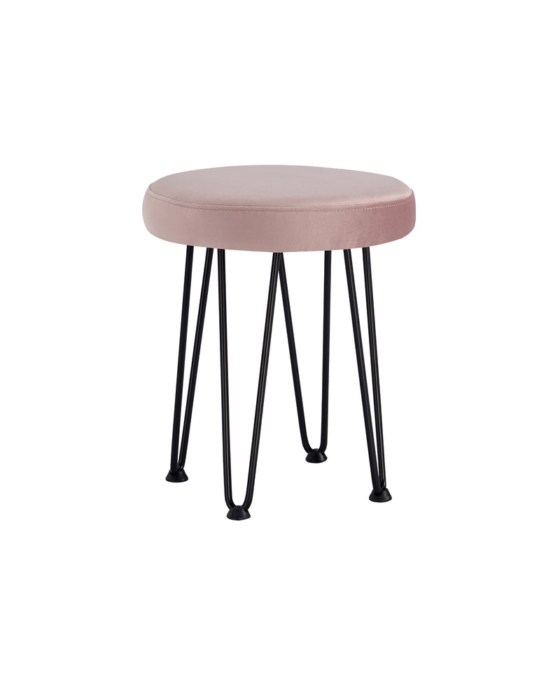 Velvet Pink Vanity Stool 