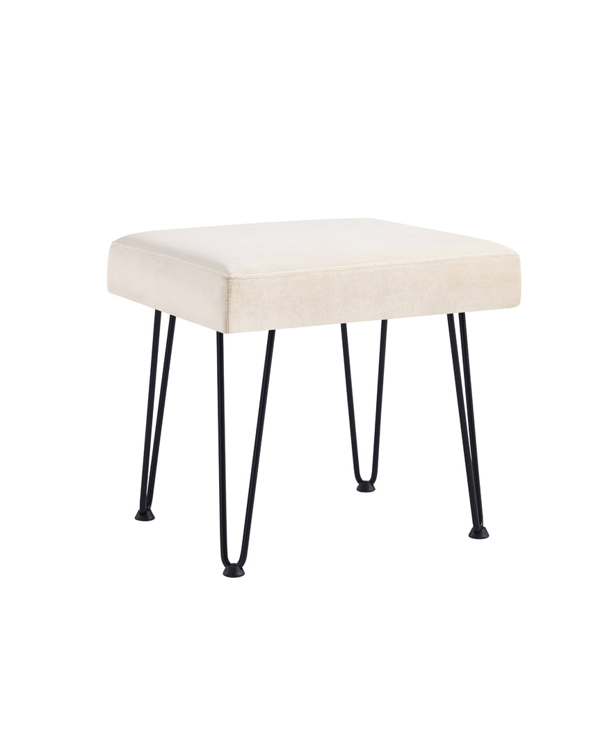 Velvet White Vanity Stool #100019