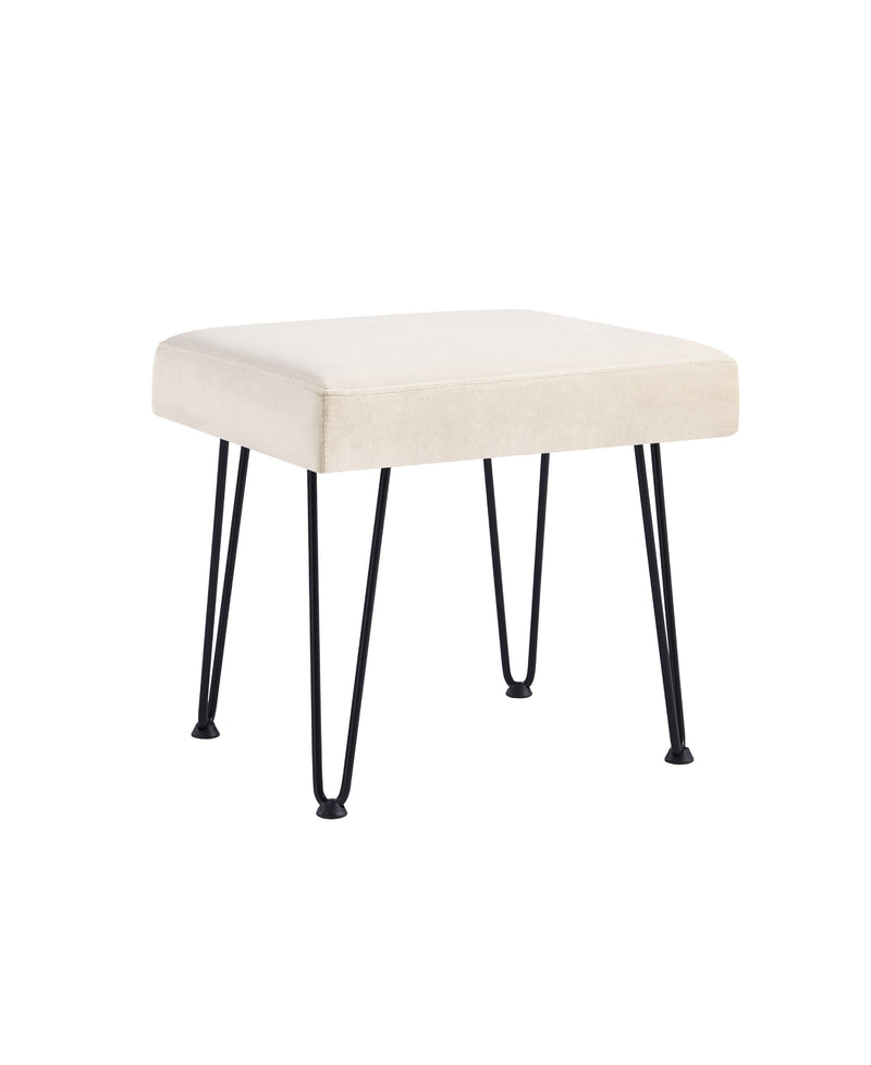 Velvet White Vanity Stool 