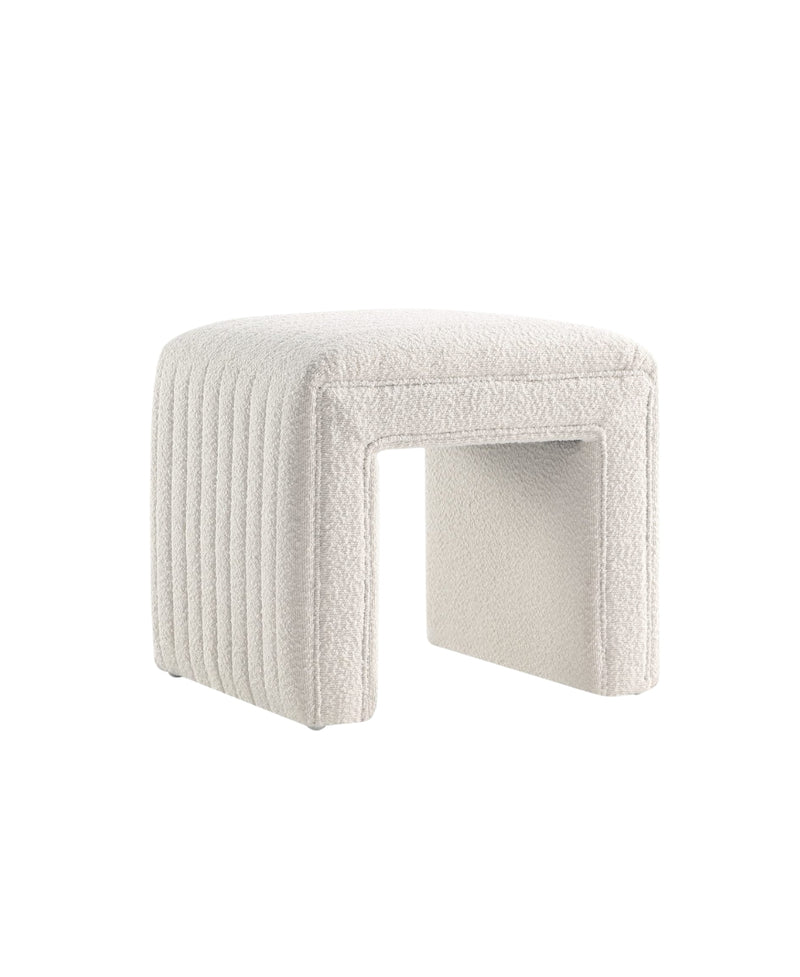 White U Shaped Boucle Ottoman 