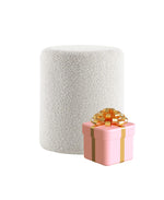 Load image into Gallery viewer, Paulo  Round Boucle Ottoman with Comfy Padded Seat (White) (With Season Gift Inside)
