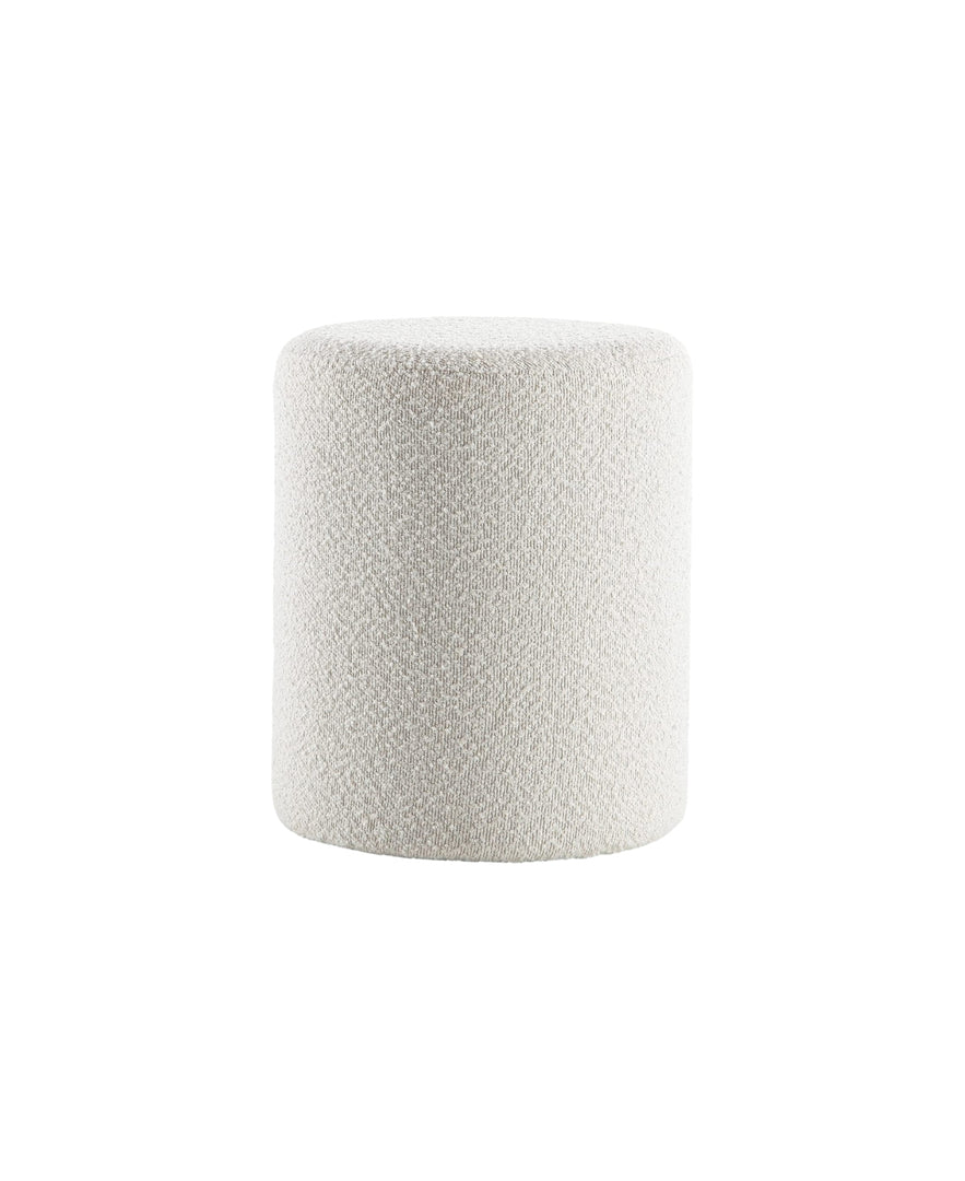 Paulo  Round Boucle White Ottoman with Comfy Padded Seat