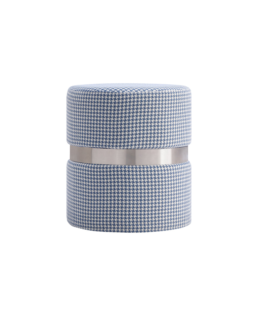 Modern Round Ottoman With Silver Band #100024