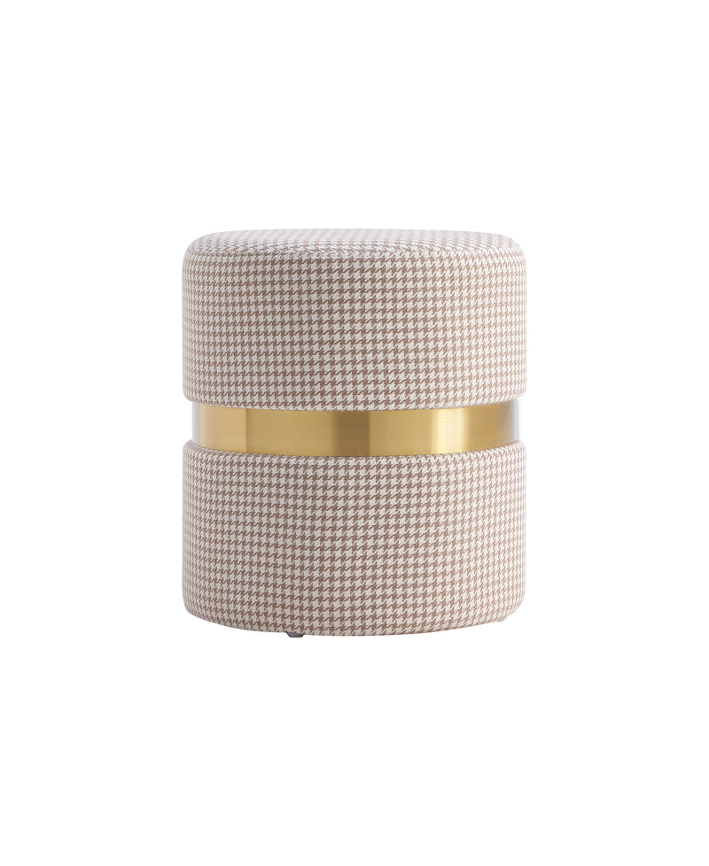 Modern Round Ottoman With Golden Band 