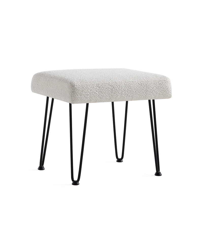White Boucle Vanity Stool 