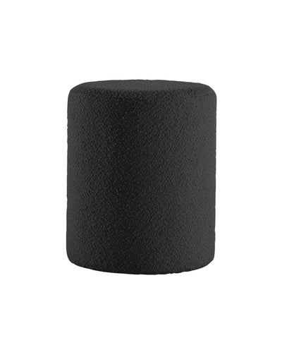 Paulo Boucle Black Round Ottoman Modern #100036