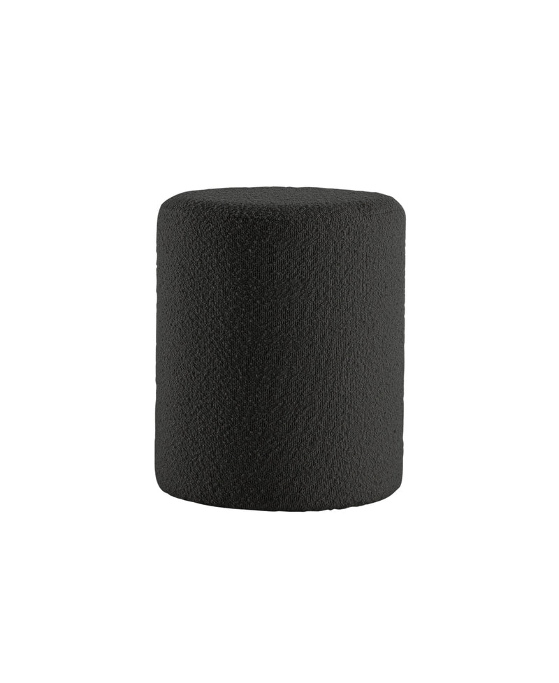 Paulo Boucle Black Round Ottoman Modern 