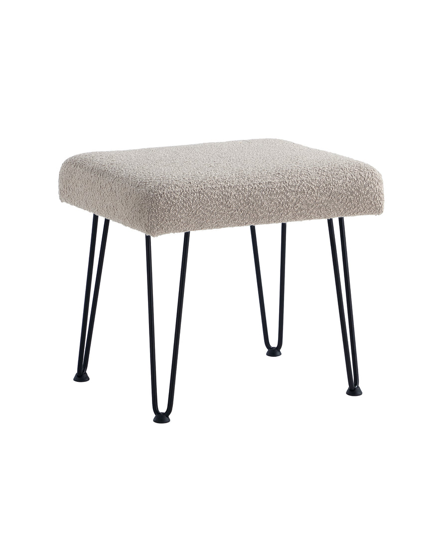 Khaki Boucle Vanity Stool #100038