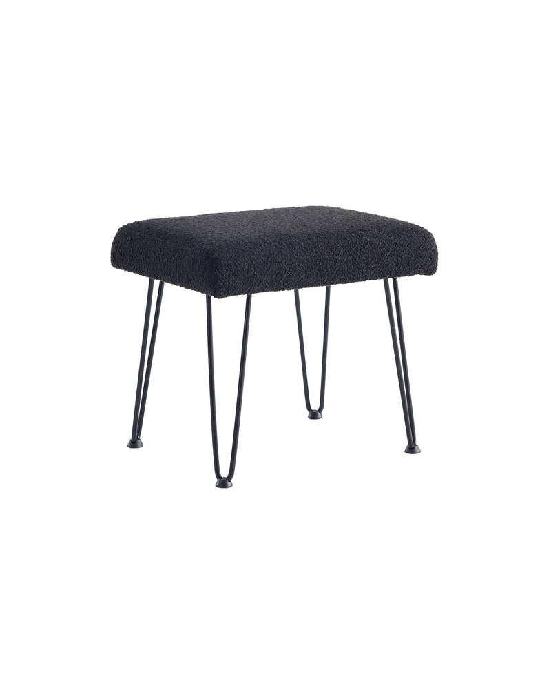 Black Boucle Vanity Stool 