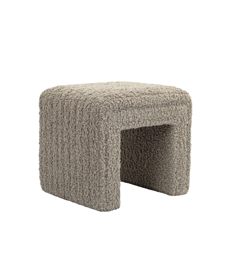 Taupe U Shaped Sherpa Fabric Ottoman 