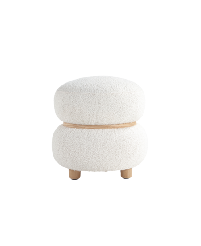 White Pebble Round Ottoman 