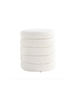 Load image into Gallery viewer, White Fabric Round Ottoman with Storage #100049

