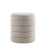 Load image into Gallery viewer, Khaki Fabric Round Ottoman with Storage #100050
