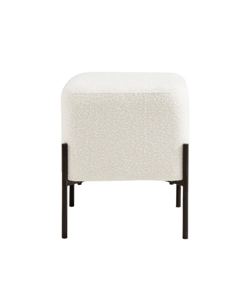 White Cube-Shaped Boucle Stool 
