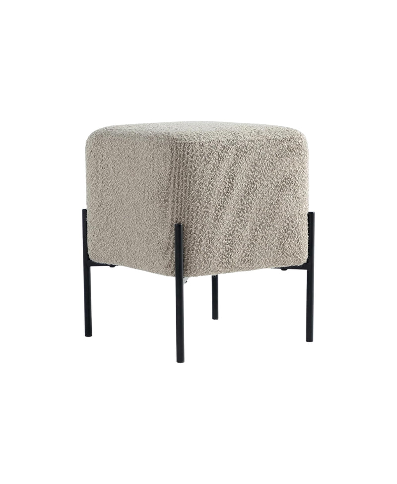 Khaki Cube-Shaped Boucle Stool 