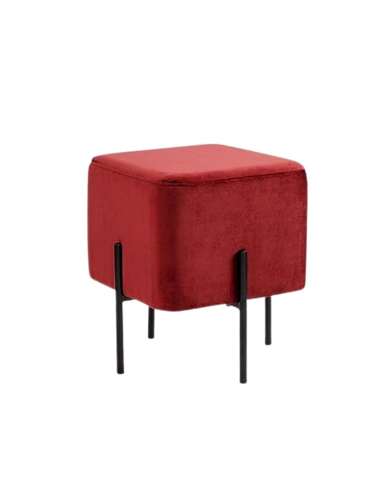 Red Cube-Shaped Stool 