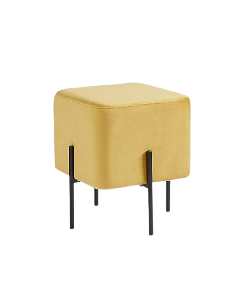 Yellow Cube-Shaped Stool 