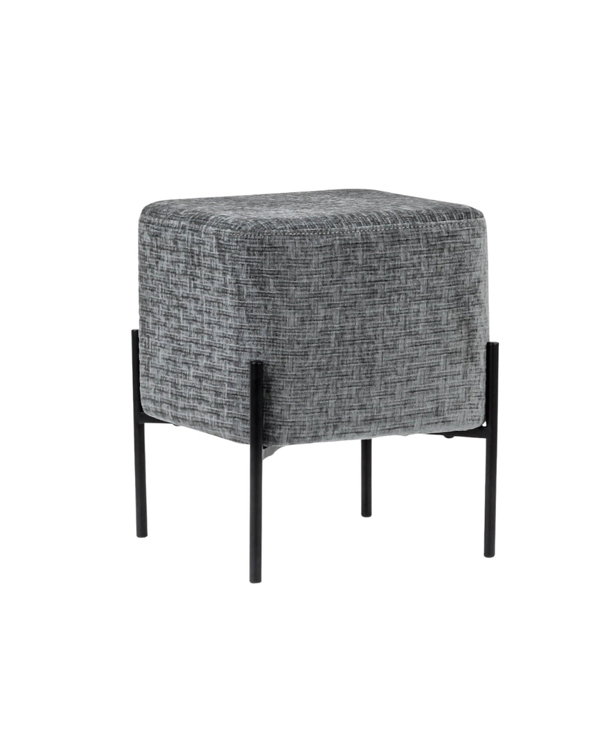 Dark Grey Cube-Shaped Chenille Stool #100058