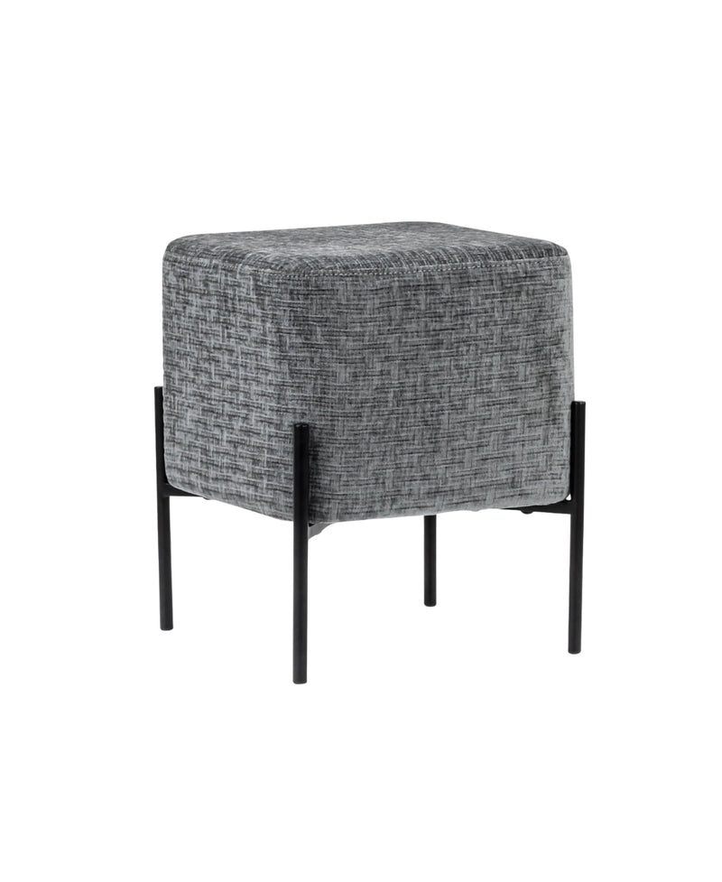Dark Grey Cube-Shaped Chenille Stool 