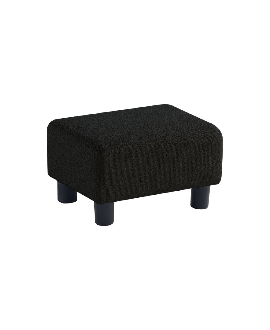 Luxora Rectangle Black Boucle Small Foot Stool