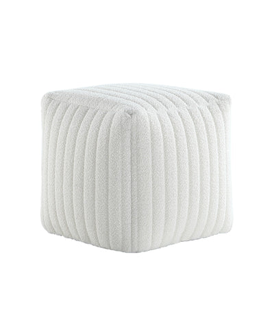 White Boucle Stuffed Pouf #100069