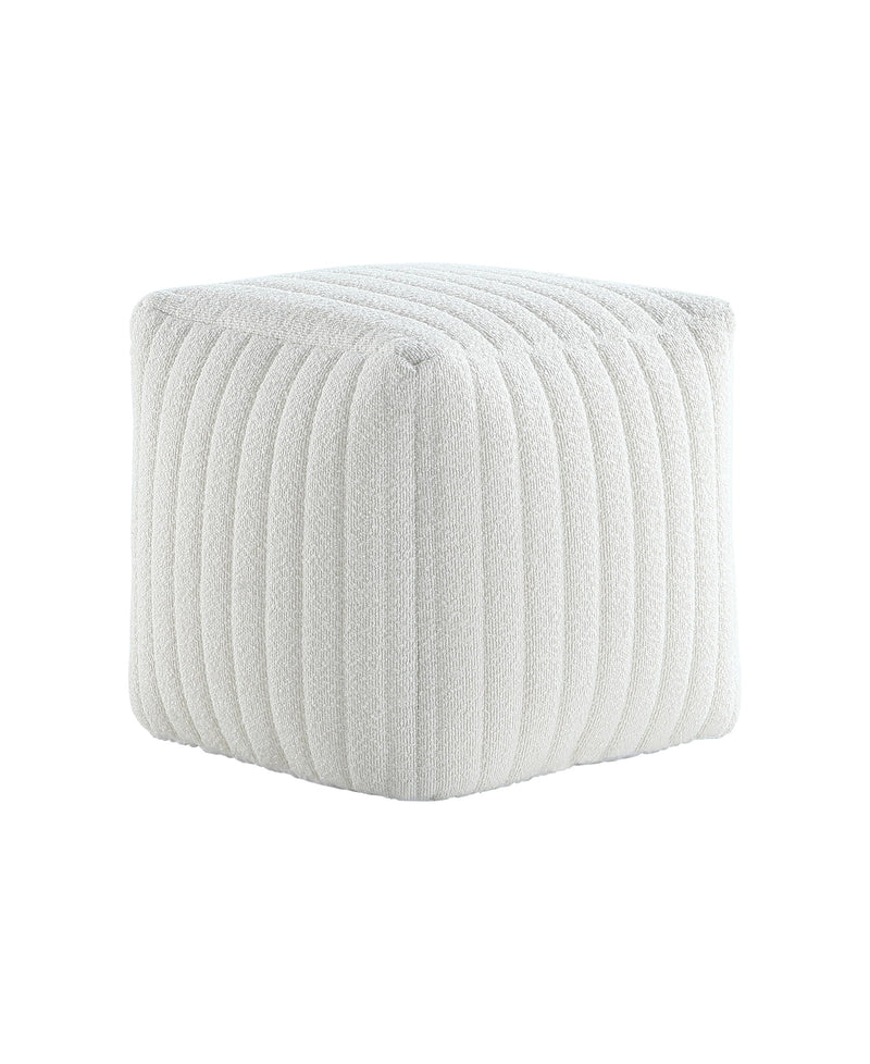 White Boucle Stuffed Pouf 