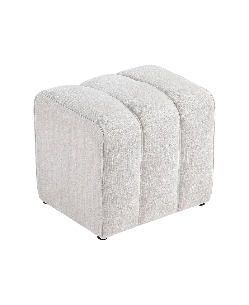 White Linen Rectangle Ottoman 